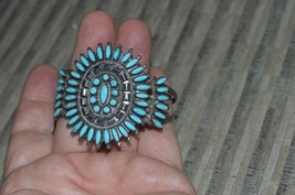 Intricate Native American Navajo Nez Family Turquoise Sterling Silver Bracelet - £459.62 GBP