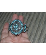 Intricate Native American Navajo Nez Family Turquoise Sterling Silver Br... - $575.00