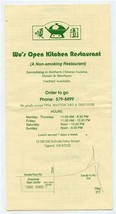 Wu&#39;s Open Kitchen Restaurant Menu Tigard Oregon Non Smoking Chinese Rest... - £13.93 GBP