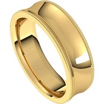 18k or 14k Yellow Gold Concave 6 mm Milgrain Edge Comfort-Fit Wedding Band  - £718.62 GBP+