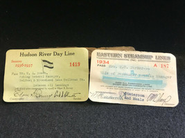 1934-1937 Eastern Steam Ship Lines - Hudson River Day Rail Road Line Paper Pass - £23.94 GBP