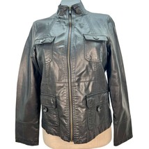 Kelly by Clinton Kelly Medium Black Zip Vegan Leather Jacket - £23.30 GBP