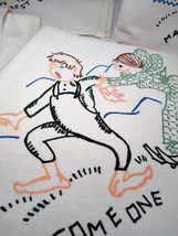 Darling Vintage Hillbilly Romance 6pc Colorful Printed Flour Sack Kitche... - £53.51 GBP