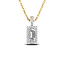 SwaraEcom 14K Yellow Gold Plated Cubic Zirconia Halo Solitaire with Accent Penda - £39.27 GBP