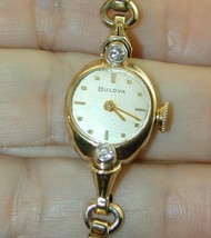 Art Deco Bulova 10K Gold Filled Bezel Set Diamond Ladies L1 Watch RUNS - £98.29 GBP