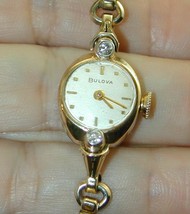 Art Deco Bulova 10K Gold Filled Bezel Set Diamond Ladies L1 Watch RUNS - £93.43 GBP