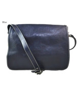Mens leather bag shoulder bag genuine leather briefcase messenger bag blue  - £167.65 GBP
