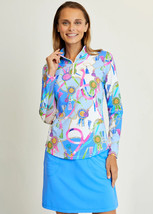 Nwt Ladies G Lifestyle Belmont Periwinkle Long Sleeve Mock Golf Shirt M L &amp; Xl - £58.98 GBP