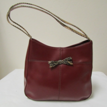 Deep Red Leather Handbag With Double Faux Snakeskin Strap By Hype - £35.39 GBP