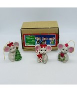 Merry Christmas Mice Figurines Set of 3 Model 54-608 Christmas Around th... - £7.46 GBP