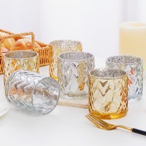 NEW 6 SET Gold&amp;Silver Votive Candle Holders, 3.14&quot; Glass Tealight Candle Holder - £18.84 GBP