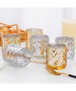 NEW 6 SET Gold&amp;Silver Votive Candle Holders, 3.14&quot; Glass Tealight Candle... - £18.17 GBP