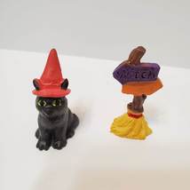 Witch Fairy Garden Kit, Miniature Halloween Village Set Skeleton black cat skull image 7
