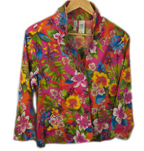 Vtg Bill Blass Flower Pattern Cotton Spandex Light Weight Blazer Jacket Size PL - £21.31 GBP