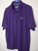Under Armour Purple Striped HeatGear Polo - Size Large - $177.63 MXN