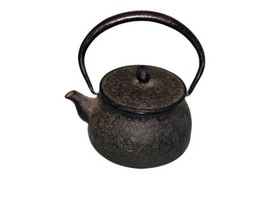 TETSUBIN Iron Teapot Copper Lid  brush pattern Tea Kettle Japan antique - $79.98