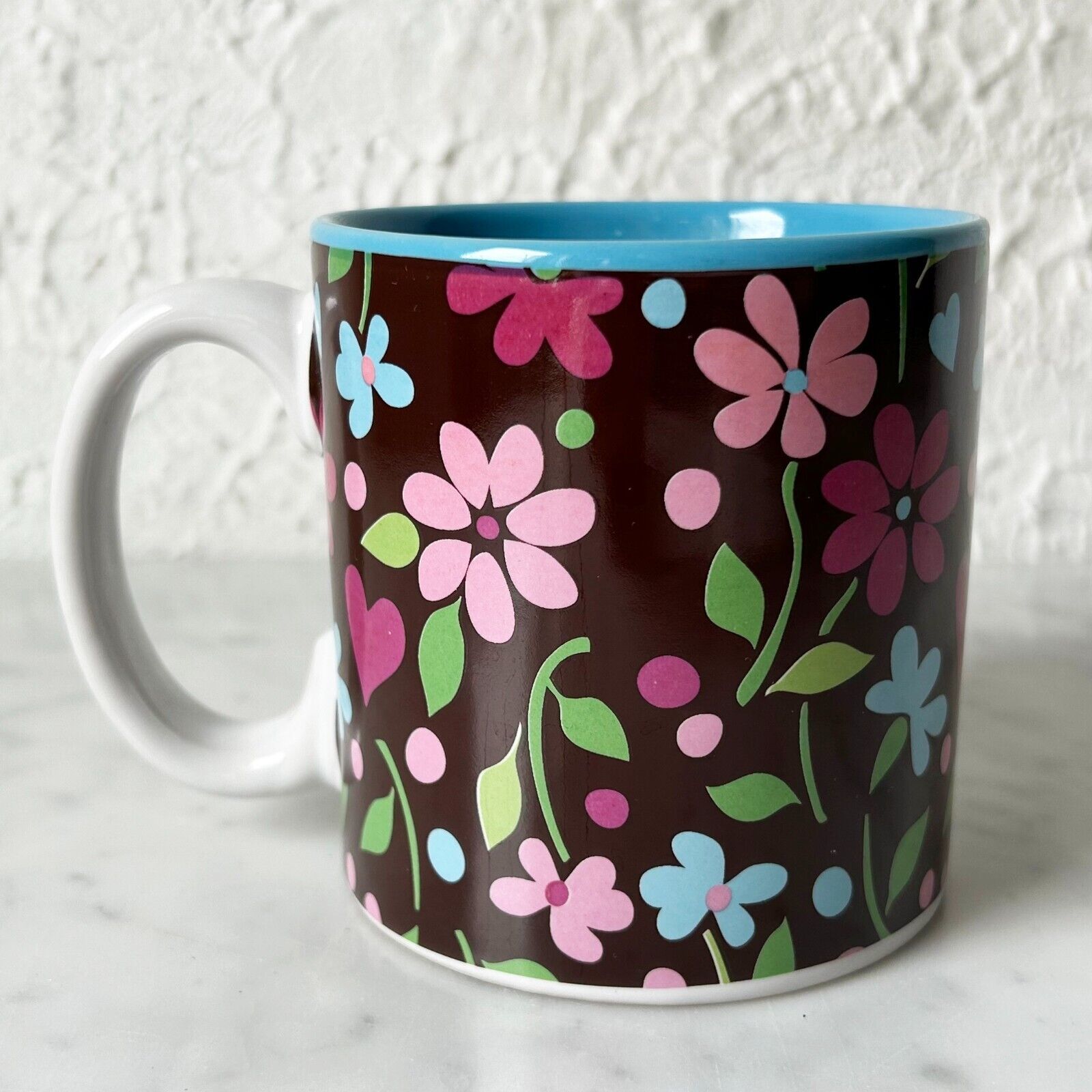 burton + BURTON Louisa May Floral Mug-Brown Pink Green Blue Interior Cof... - $12.30