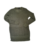 BANANA REPUBLIC Olive Green Open Knit Long Sweater Split Sides S Linen B... - $16.00