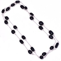 Black Onyx Handmade Gemstone Black Friday Gift Necklace Jewelry 36&quot; SA 2701 - £7.96 GBP