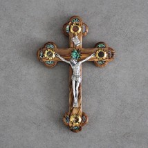 8.5&quot; Stylish Olive Wood Cross Perfect for Wall Hangings With Mother of Pearls De - £70.66 GBP