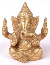 Vtg Brass Ganesh Ganesha Hindu Elephant God Sculpture Statue Heavy Brass 2.5&quot; - £18.29 GBP