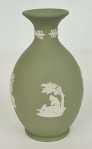 Wedgewood Jasperware Sage Green Bud Vase 1962 Cherub Floral - £19.46 GBP