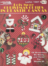 PLASTIC CANVAS MORE CHRISTMAS CUTIES - ORNAMENTS LEISURE ARTS 1587 SANTA... - $7.98
