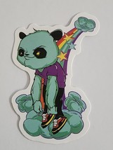 Panda Looking Bear Wearing Clothes Floating on Rainbow Sticker Decal Interesting - £1.83 GBP