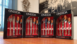 (4) ONEIDA QUADRATIC 20 PIECE FLATWARE SERVICE SETS FOR 4 - NEW IN BOXES - £146.16 GBP