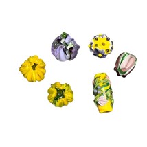 Handmade Glass Lampwork Flower Beads Set of 6 Assorted Colors - $26.87