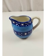 Pfaltzgraff Ice Crystals Creamer Bowl Dish Blue Stripe Snowflake Hand Pa... - $23.72 CAD