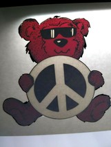 Grateful Dead Original Car Window Decal Red Bear With Sunglasses Peace Symbol - £12.65 GBP