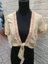 Womens Cato Tan Lace tie Embellished Cover Up Plus Size M Topper - $10.40