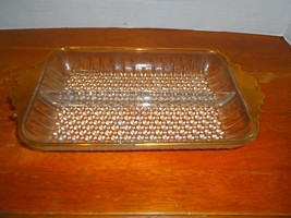 Vintage Anchor Hocking Hobnail Divided Glass Rectangular Relish Dish Gol... - $465.04 MXN