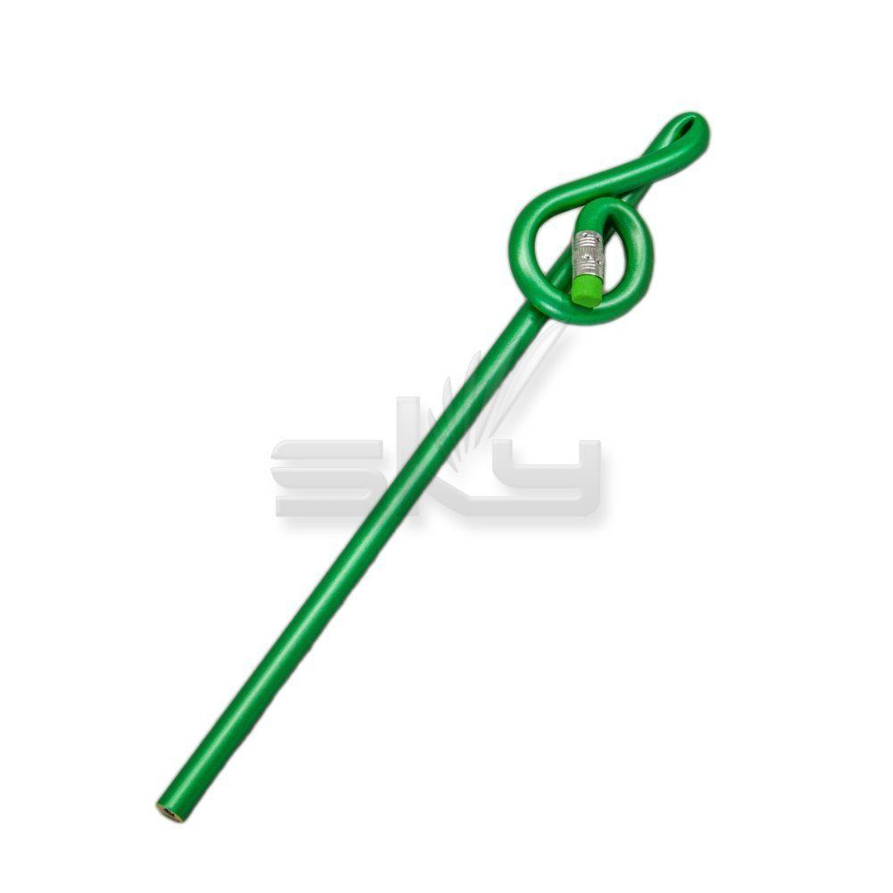 SKY Treble Clef Shaped Pencil with Eraser Green Color Great Gift Educati... - $3.69