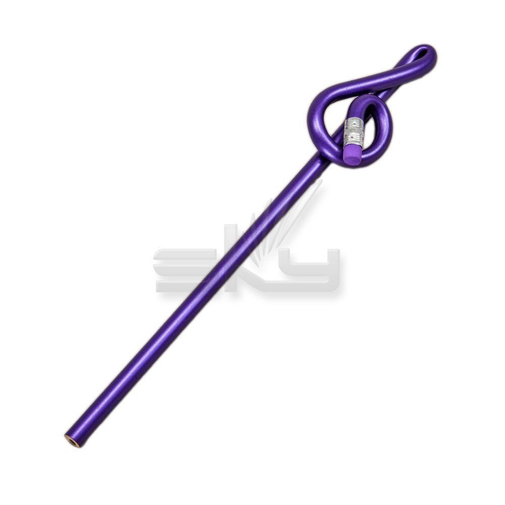 SKY Treble Clef Shaped Pencil with Eraser PurpleColor Great Gift Educati... - $3.69