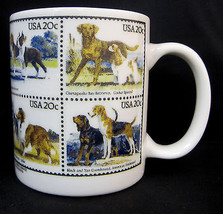 Porcelain Rosalinde Dog Stamps Coffee Tea Cocoa Cup Mug Container White ... - $19.95