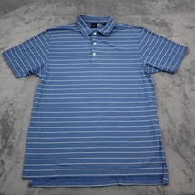 Dunning shirt Mens XL Blue White Strip Polo Short Sleeve Golf Casual - £17.97 GBP