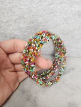 Set Of 3 Multi Color Beaded Friendship Bracelets 2.5&quot; Hole - £7.54 GBP