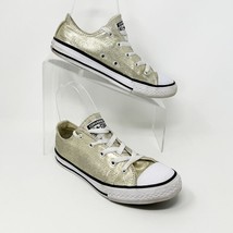 Converse All Star Girls Sparkle Gold Canvas Lace up Sneakers, Size 3 - £15.82 GBP