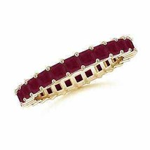 ANGARA Shared Prong Set Square Ruby Eternity Band in 14K Solid Gold - £823.59 GBP