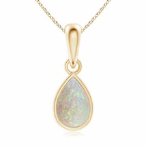 Angara Natural 6x4mm Opal Solitaire Pendant Necklace in 14K Yellow Gold - £266.23 GBP