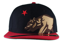 Dissizit! Side Bear Black Red Brim Snapback Cap Hat California Star Flag - £14.98 GBP