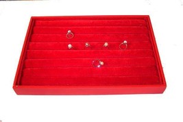 Large Red Felt Plush Ring Tray Jewelry Holder Display Cushion Slots New Box - £19.08 GBP