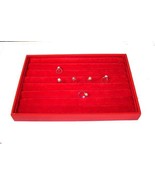 LARGE RED FELT PLUSH RING TRAY jewelry holder display cushion slots NEW BOX - $23.74