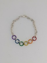 Adjustable Chain Link Semi Precious Rainbow Bracelets With Jump Rings - £4.89 GBP