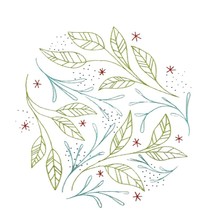 CozyBlue Modern Embroidery Kit LEAF DANCE Color Print Pattern and Floss - $13.77