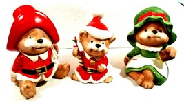 Homco Ceramic Christmas Bear Figurines Teddy Bears LOT of 3 No Chips Or Cracks - £15.63 GBP