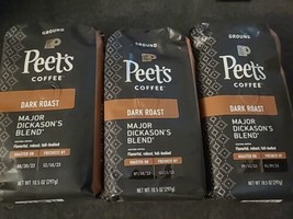 6 Peet's Dark Roast Ground Coffee Major Dickason's Blend 10.5 Oz (CB17) - £38.33 GBP