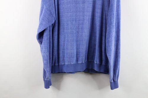 Vintage 90s Streetwear Mens XL Faded Striped Velour Long Sleeve Pullover Polo Item image 14